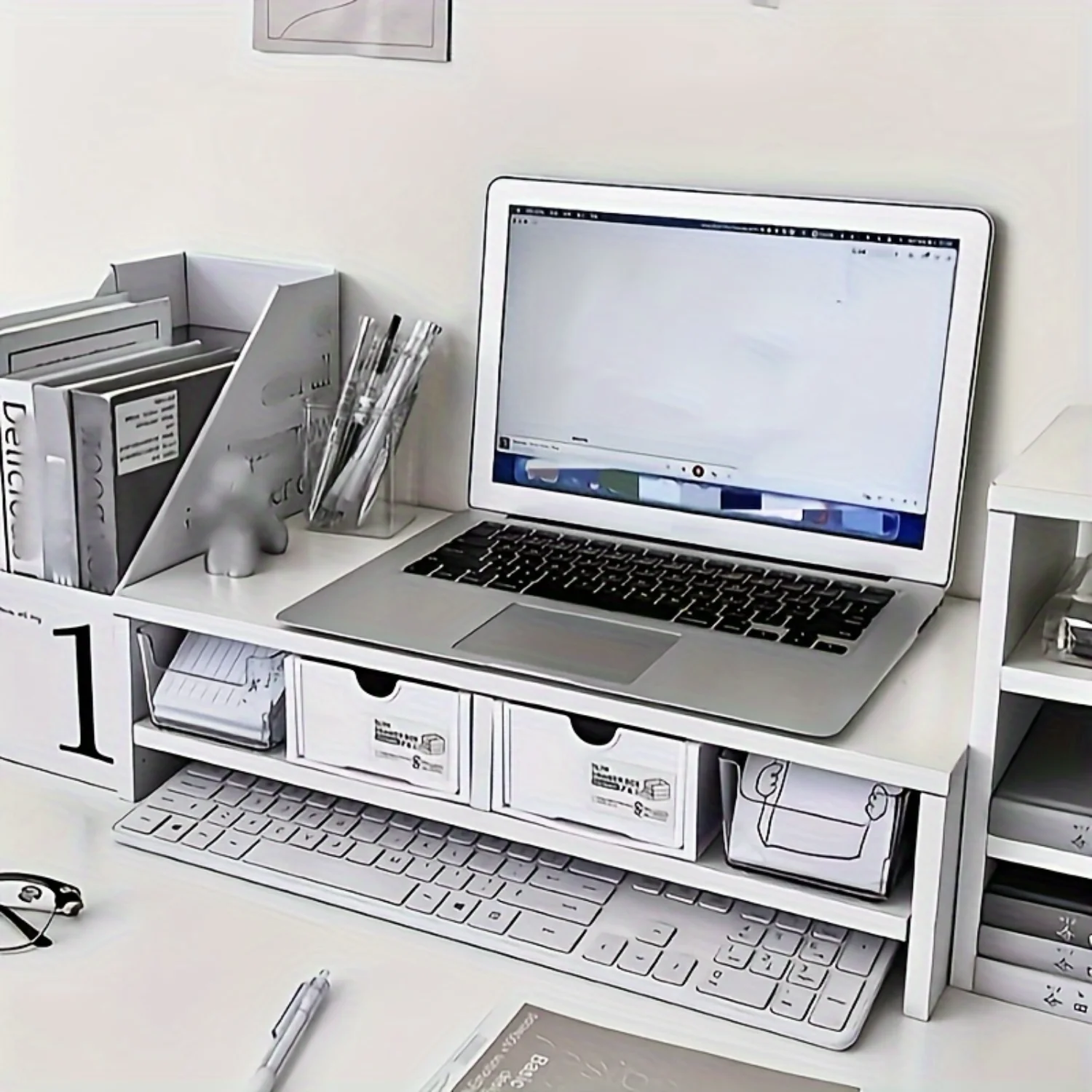 Boost Your Workstation with this Computer Elevated Stand Rack - Improve Ergonomics and Organization! Cloud shelf Rack Hair dryer