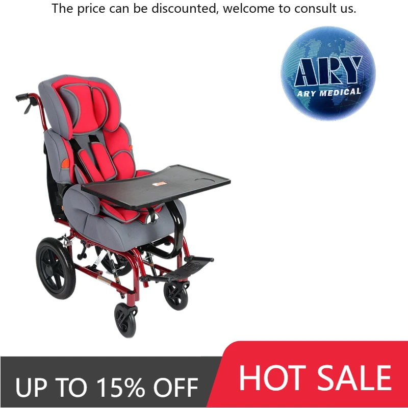 

2024 HOT ARY MEDICAL Kids Wheelchair High Backrest Reclining Foldable Ultra-light Recovery Hand Pushed Scooter