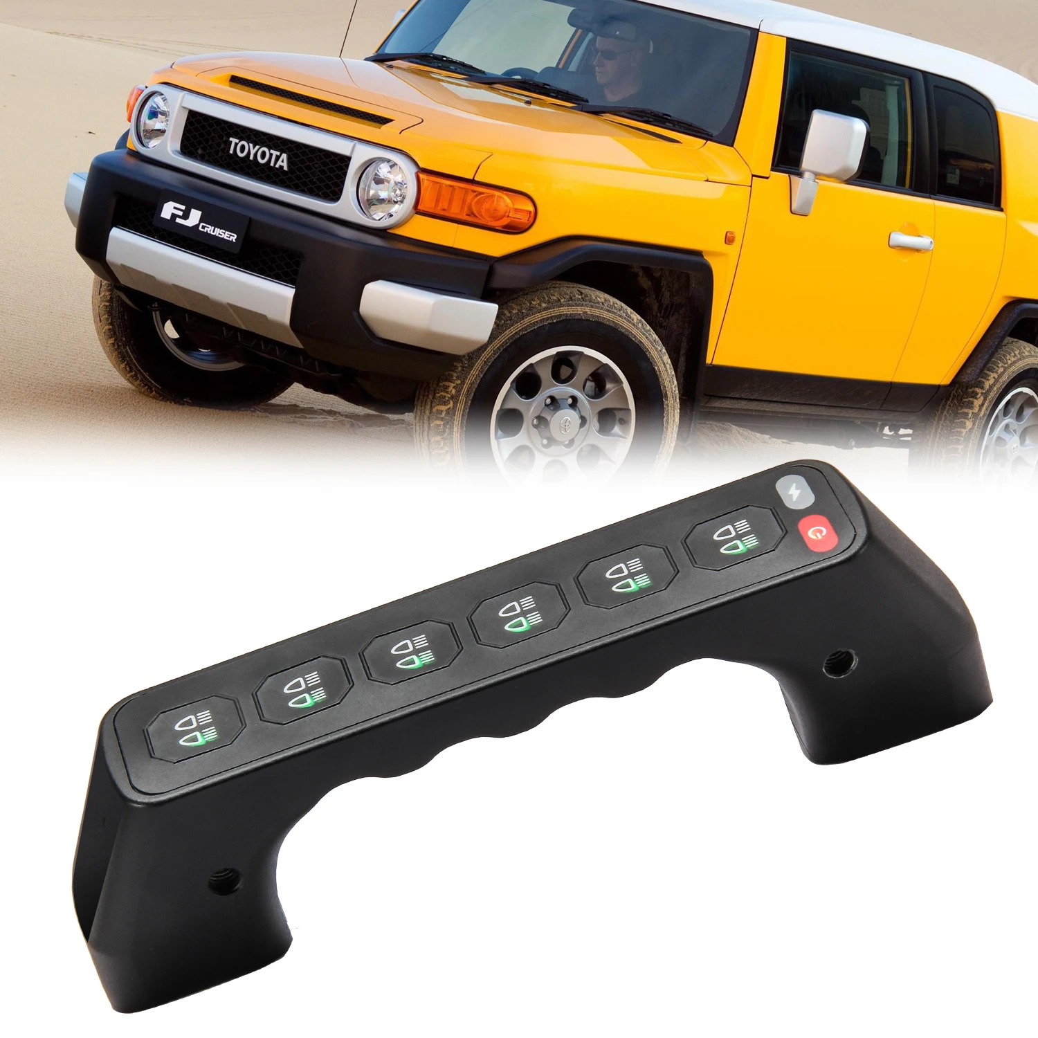 تخصيص رائعة التصنيع باستخدام الحاسب الآلي 12 فولت لوحة مفاتيح السيارة 6 عصابة التحكم اللاسلكي A-عمود مقبض لوحة التبديل لتويوتا FJ كروزر