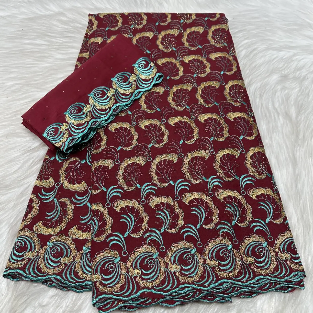 

5+2 Yards Nigerian Cotton Lace Fabric 2025 High Quality African Lace Fabric With Stones For Sewing Wedding Occasional Wear 31A32