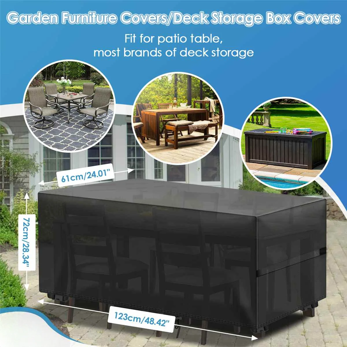

PU Coating Anti-UV Table Chair Dust Proof 420D Oxford Waterproof Outdoor Patio Garden Furniture Covers Rain Snow Chair Covers