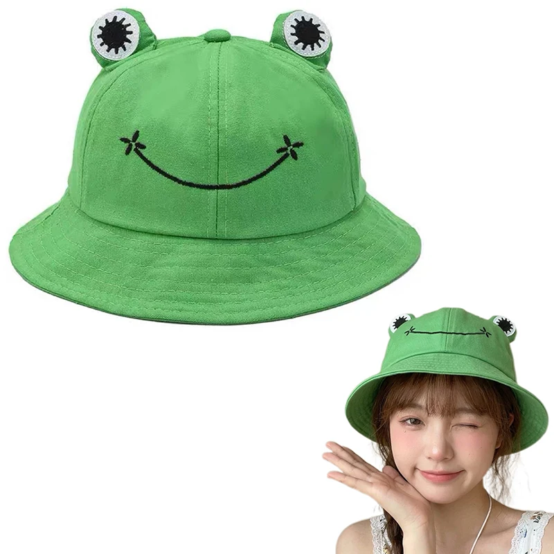 Game Cute Frog Fire Investigator New Cosplay 3D Frog Eyes Hat Unisex Adult Foldable Bucket Hat For Summer Outdoor Casual Sun Hat