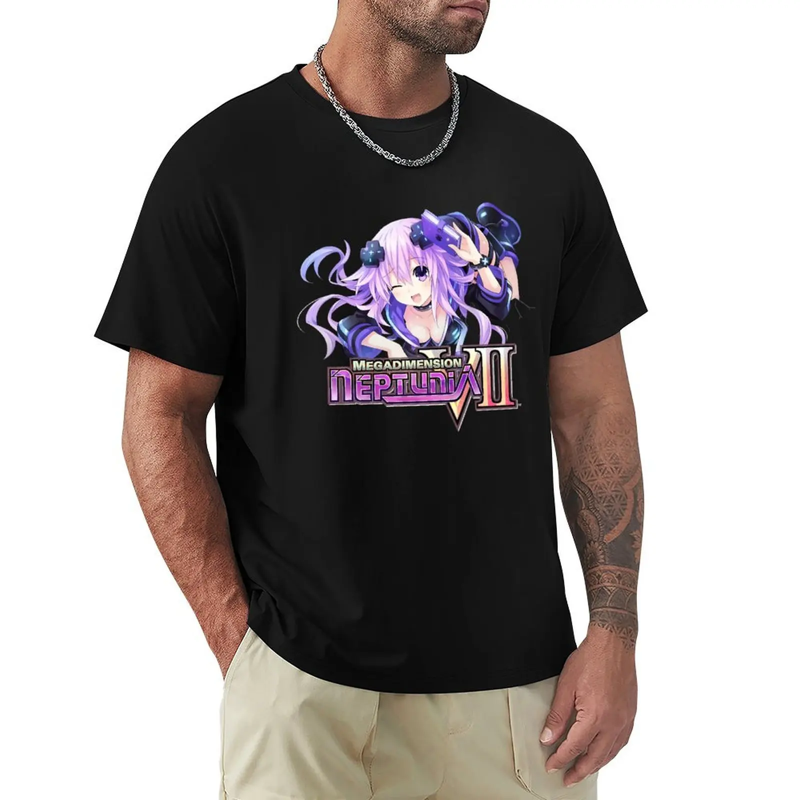 Megadimension Neptunia VII Adult Neptune T-Shirt Basic Crew Neck Short Sleeve Top