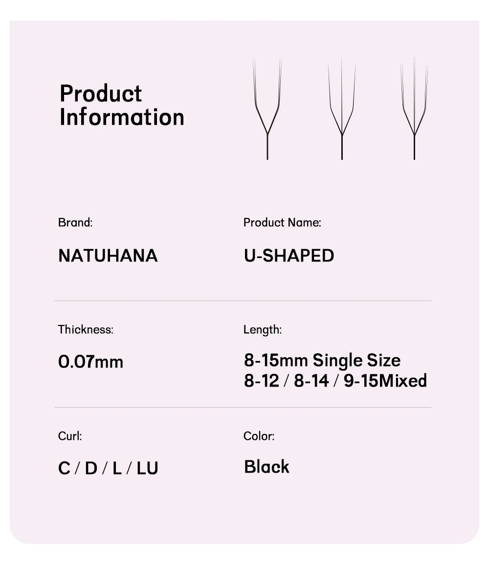 NATUHANA U-förmige YY-Wimpern Cosplay 3D 4D 5D-W-Form Wimpern Premium vorgefertigte Fächer Volumen natürliche U-Form falsche Wimpern – Detail 2