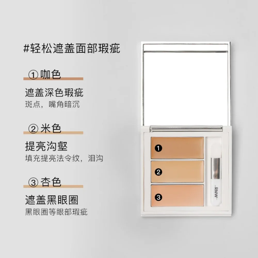 RNW 3-Color Concealer Palette Cover Blemishes Acne Marks Dark Circles Brightening Corrects Skin Tone Waterproof Makeup Cosmetics