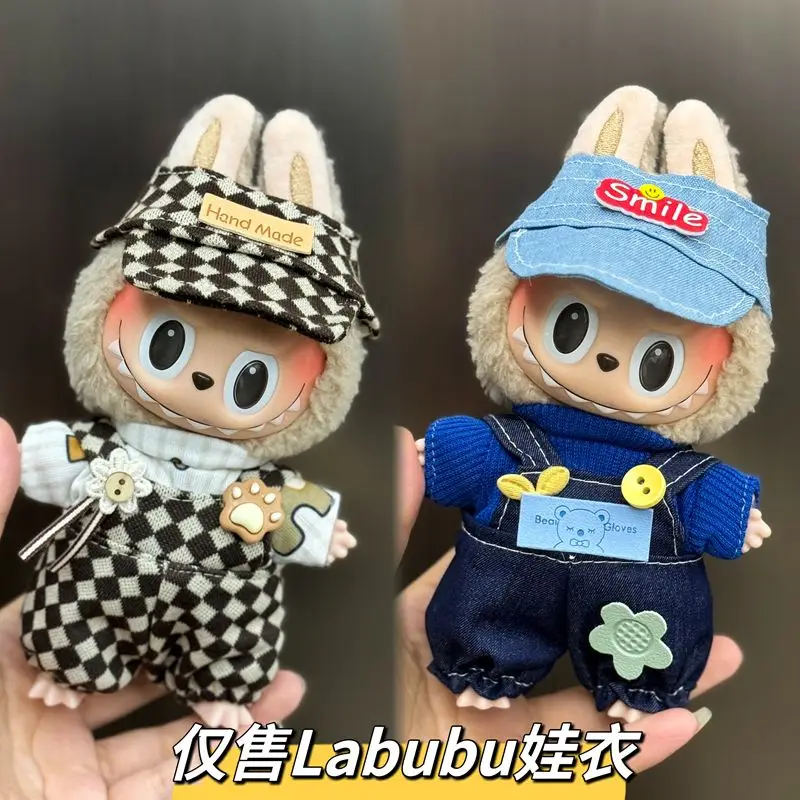 

Dolls Clothes for 17cm Labubu V1 V2 V3 Vinyl Doll Overalls Hat Set Accessories Dolls Clothes Replacement Cartoon Cute DIY Gifts