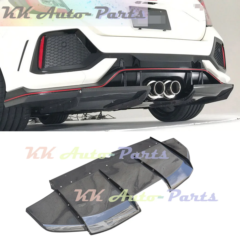 Carbon Fiber Rear Diffuser Spoiler Chin Bumper Lip Splitters For Honda CIVIC FK8 10TH 2016 UP Auto Tuning