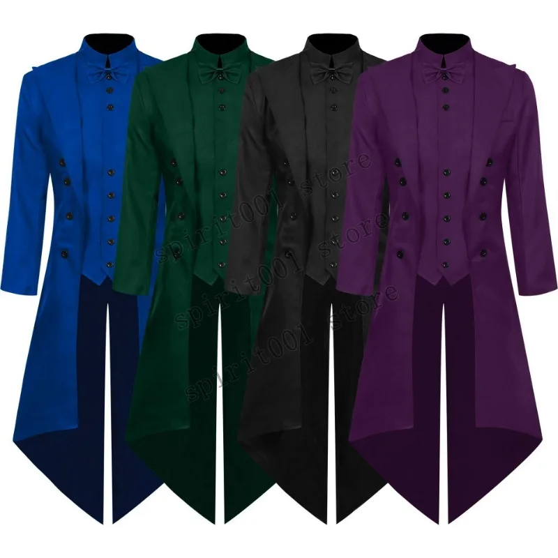 Steampunk Medieval Retro Tuxedo Tailcoat Mens Jacket Coats Swallowtail Dust Cosplay Punk Costume Palace Dress Europe Uniform