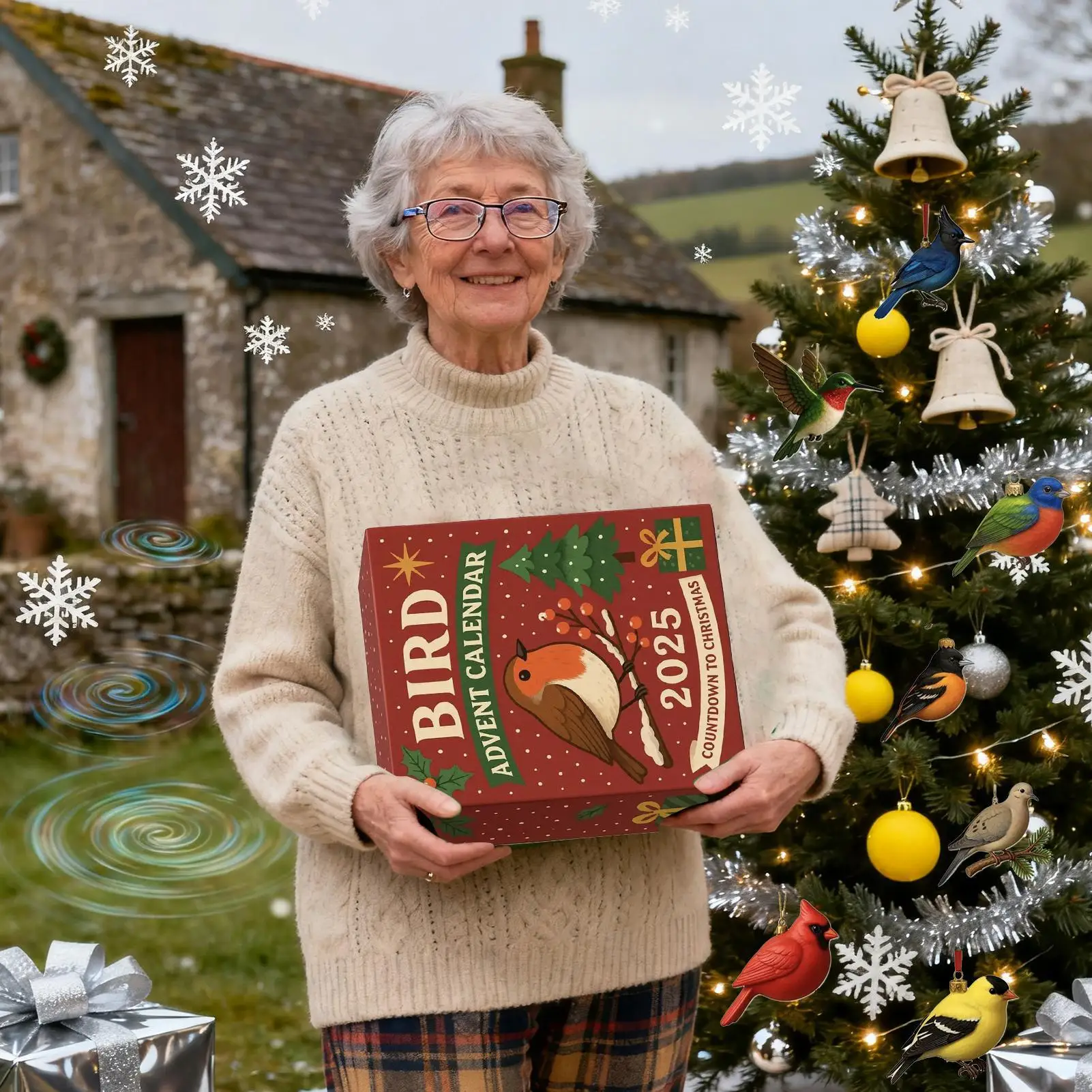 

Рождественский календарь обратного отсчета 2025 года, 2D плоский акриловый орнамент, календарь обратного отсчета 2025 года, украшение в виде птицы для мужчин, женщин, девочек, молодежи, подростков