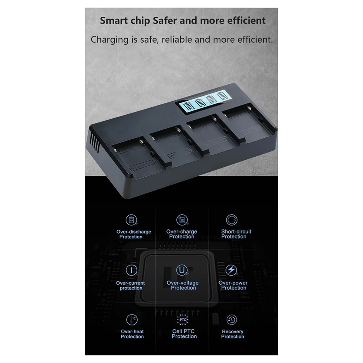 NP F970 F960 NP F770 Battery 4-Channel Fast Smart Charger for Sony F750 F950 NP-F550 NP-FM50 FM500H QM7 EU Plug