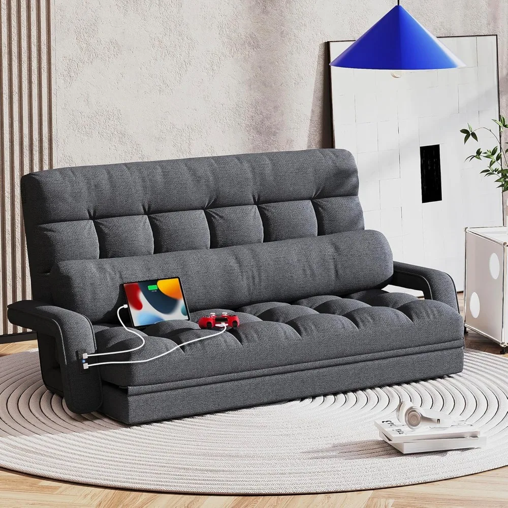 

6-Position Floor Lounge Sofa Bedroom Fold Out Couch, Floor Seating Bean Bag Bed RV No Bones Couch for Adults, Memory Foa