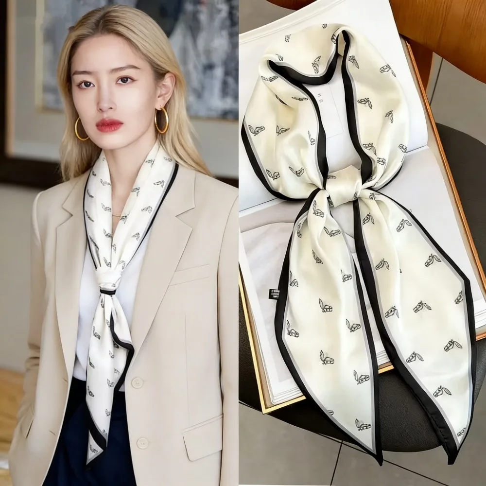 

Женский длинный шелковый шарф-лента для волос, шейный платок, декоративная лента для ручки сумки