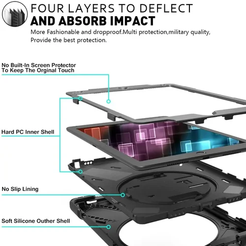 Imagen 2 del producto Funda para iPad Air 2, funda resistente a prueba de golpes para niños para iPad Air 2 2014 A1566 A1567 fundas con correa para el hombro y asa con soporte