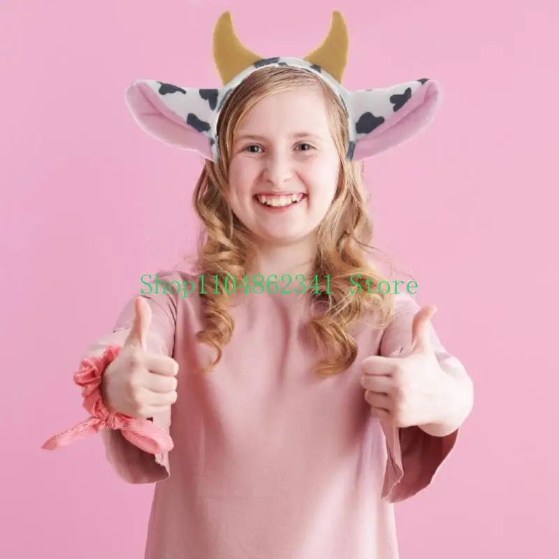 

5asd Asexuality Ear Hair Hoop Animal Headbands Cow Costume Accessory for Holiday Party