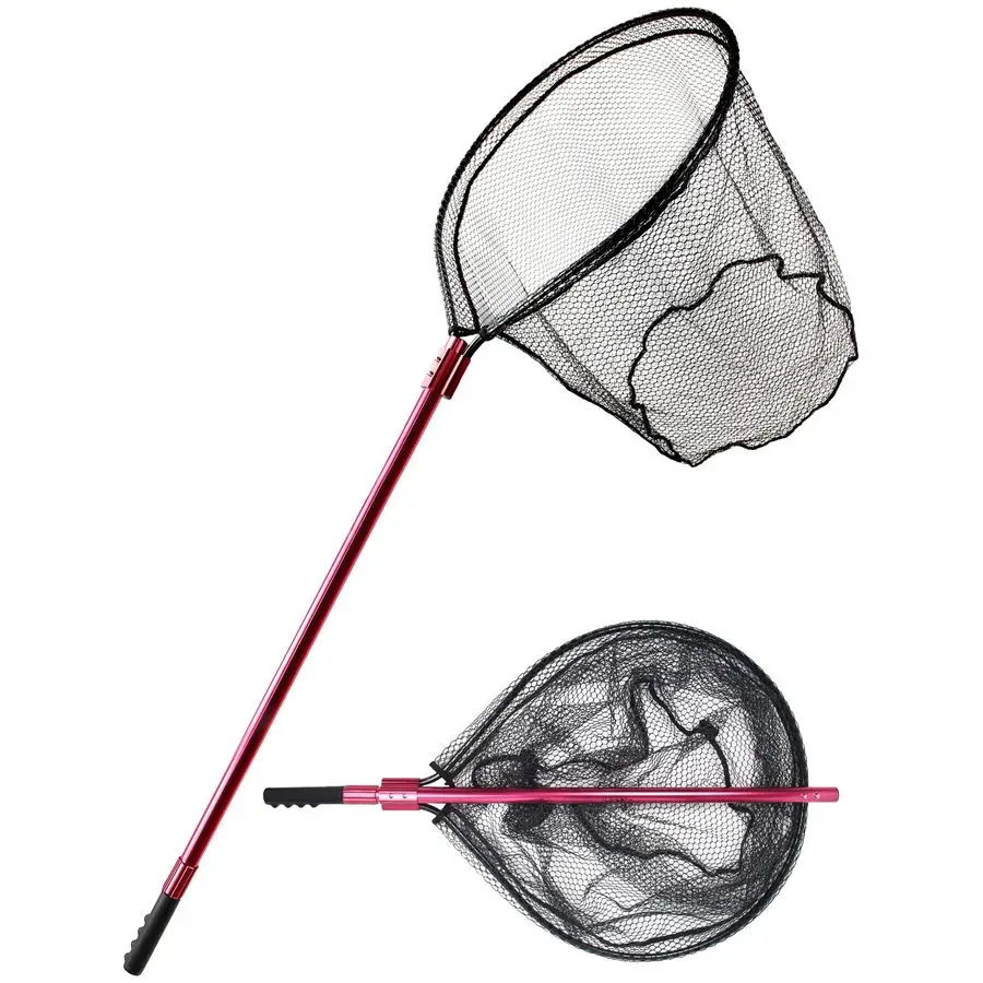 

Большой рыболовный подсачек с ручкой, телескопический, из резины и алюминия, для морской рыбалки, раскладывается до 72-92 дюймов, с сеткой-уловителем