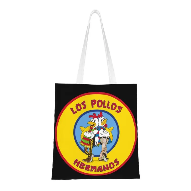 Bolso de mano de lona con estampado de Los Pollos Hermanos para mujer, bolsa de mano de lona personalizada para compras de comestibles