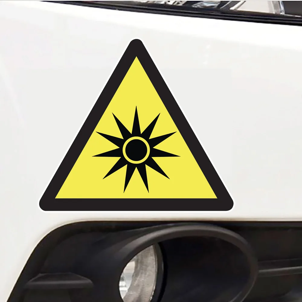 YJZT 14*12.2CM Car Sticker Caution Optical Radiation Personality Decal