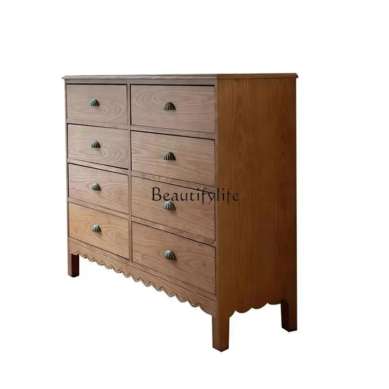 

ld14American retro aisle cabinet solid wood country storage wall eight-bucket cabinet bedroom furniture