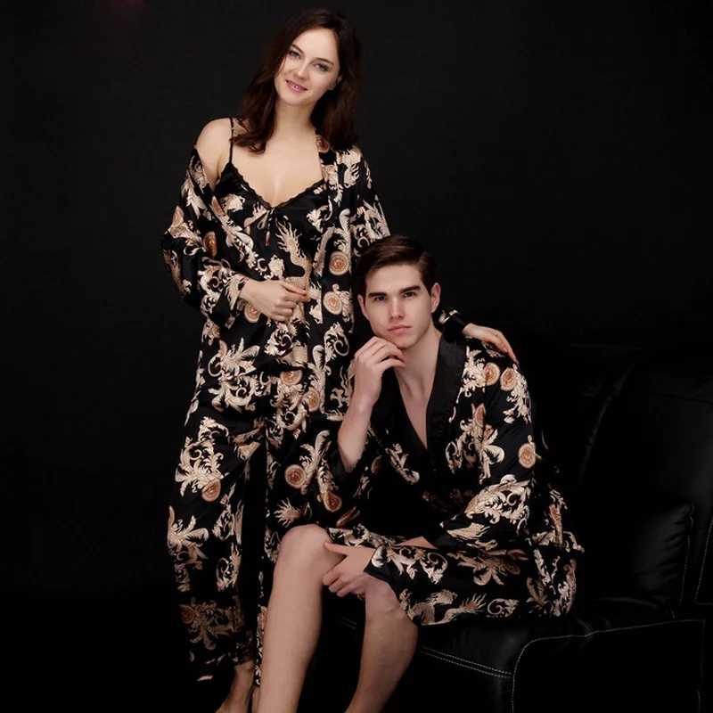 Sleepwear Bathrobe Couple Clothing Homewear Summer Thin Elegant Comfortable Casual Simple Stylish Versatile Loose Fit Large Size