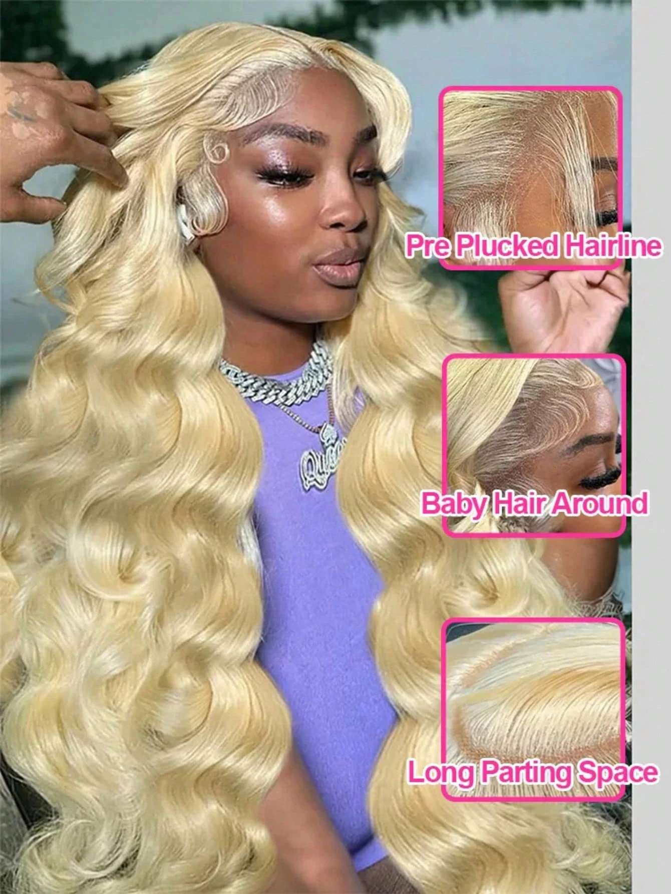 613 Human Hair Wig 13x6 Hd Lace Frontal 40 Inch Blonde Human Hair Wig 200 Density Pre Plucked BrazilianBody Wave Lace Front Wigs image 4