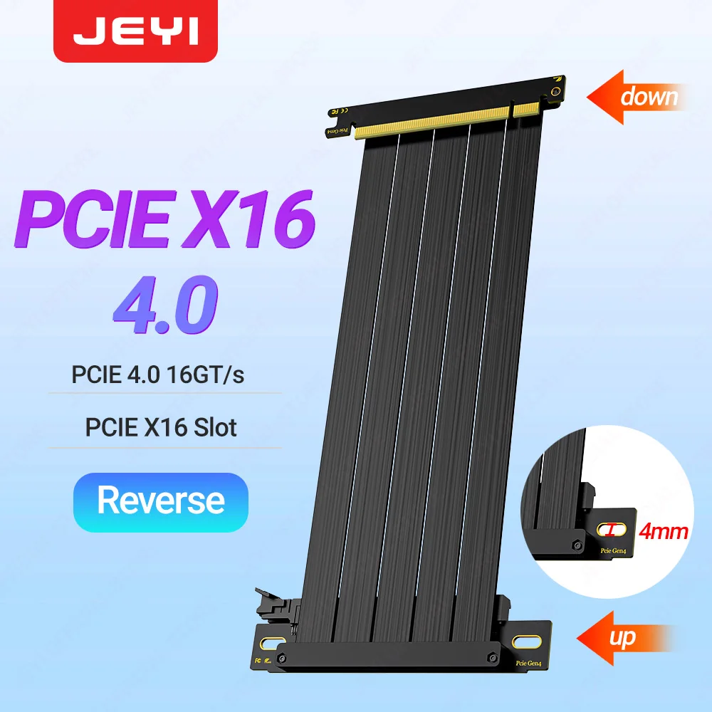 JEYI PCIe 4.0 X16 Verlengkabel (16GT/s) GPU Riser voor RTX 4090/4080 & RX 7900 XTX, Mining Rig/Verticale Montage, 20/30/60cm Opti