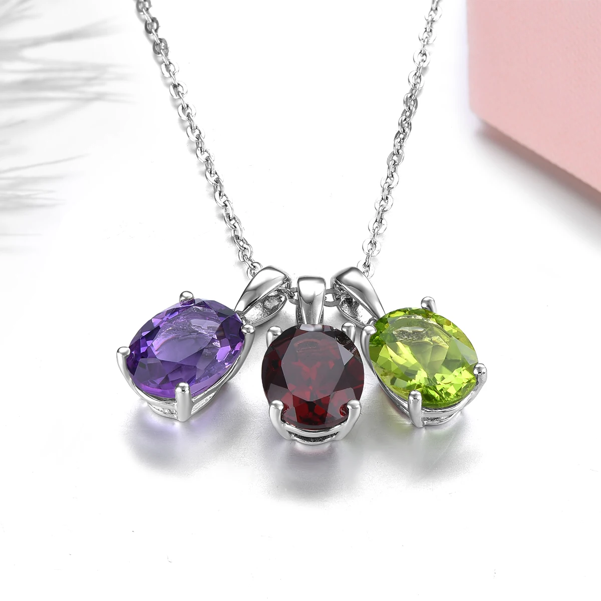 Natural Red Garnet Sterling Silver Pendants 2.1 Carats Genuine Garnet Gemstone S925 Fine Jewelry Classic Design Daily Style