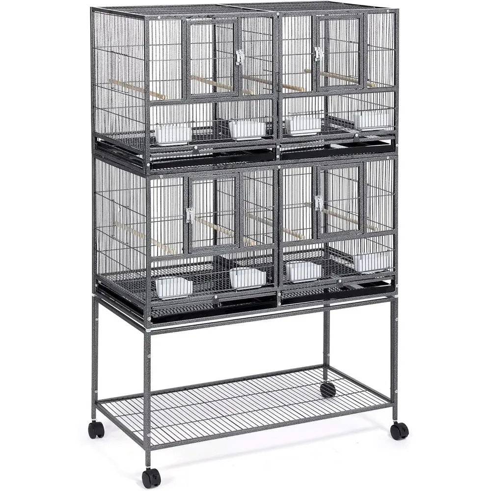 

Stackable Divided Breeder Breeding Cage for ParaBirds, Canaries, Cockatiels, Lovebirds, Budgies, Small Parrots with Detachable R