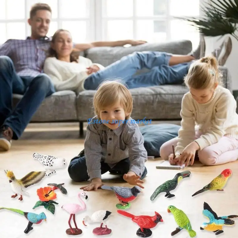 090B Bird Figurine Life Like Bird Figure Set Statue Model Figurine Bag Fillers