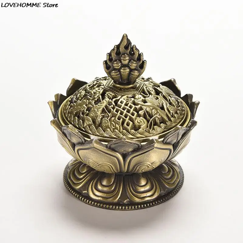 7.8*7.2*6.0cm Tibetan Lotus Incense Burner Alloy Bronze Mini Incense Burner Incensory Metal Craft Home Decor