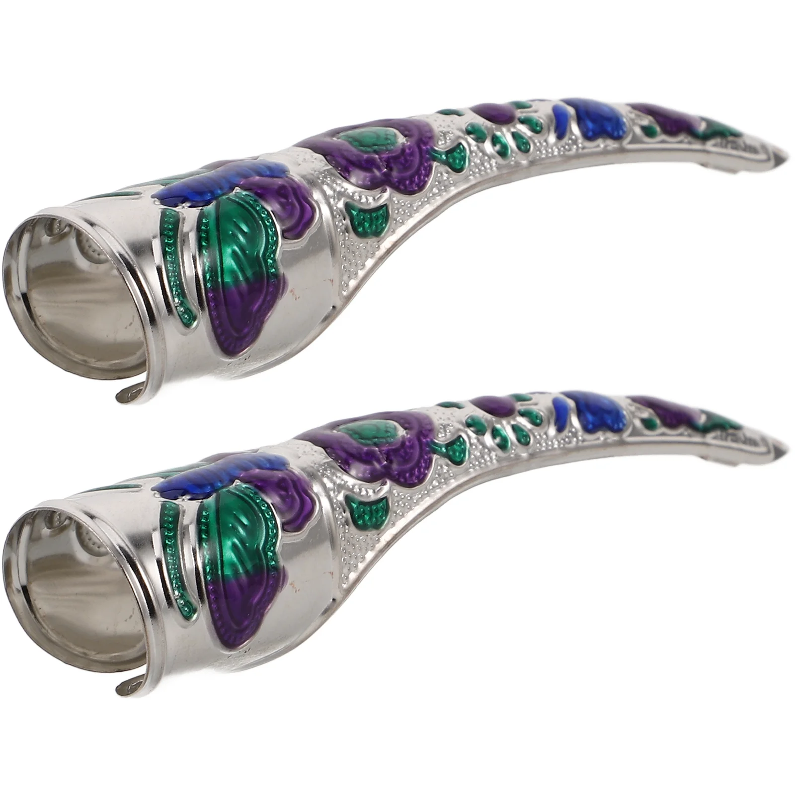 

2 Pcs Ancient Costume Armor Set Fingernail Jewelry Long Press Nails Fake Metal Claws Iron Rings Child False