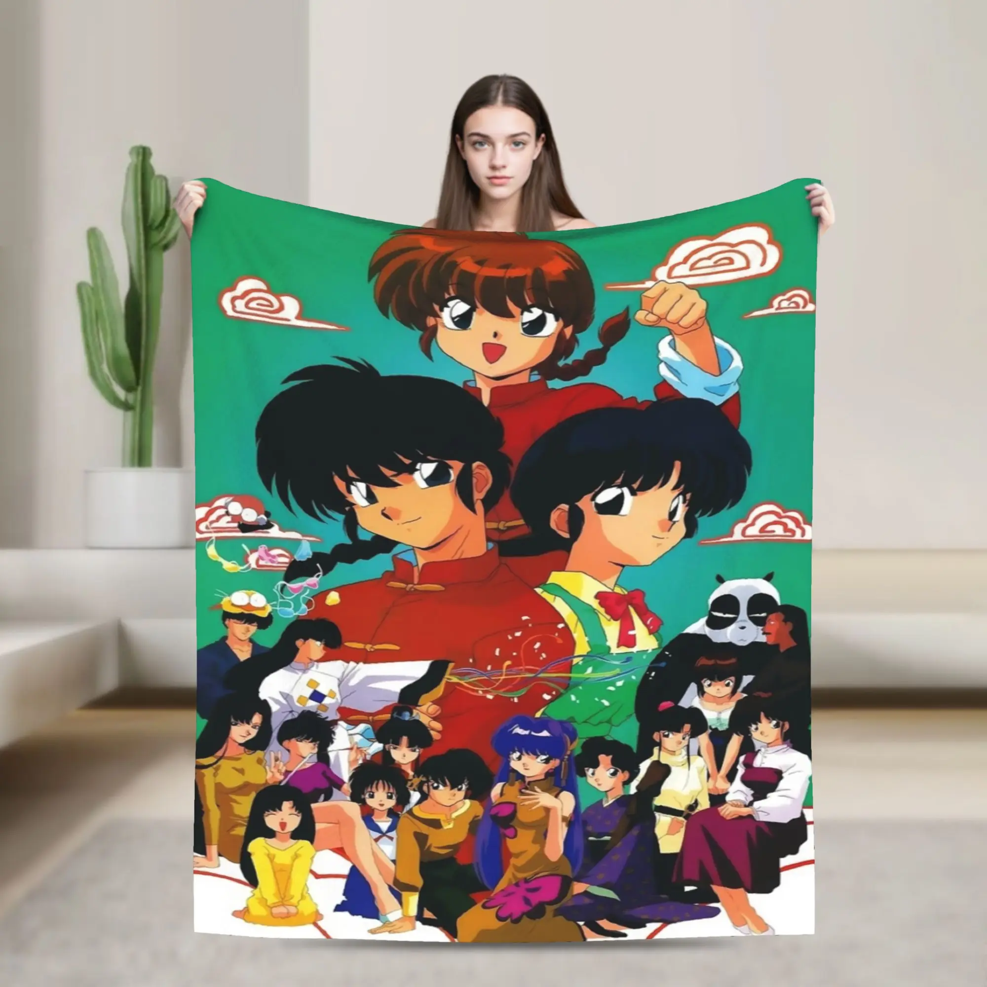

A Comedy of Love and Martial Ranma 1/2 Blankets Fleece Printed Multi-function Throw Blanket for Bedding Outdoor Bedding Throws