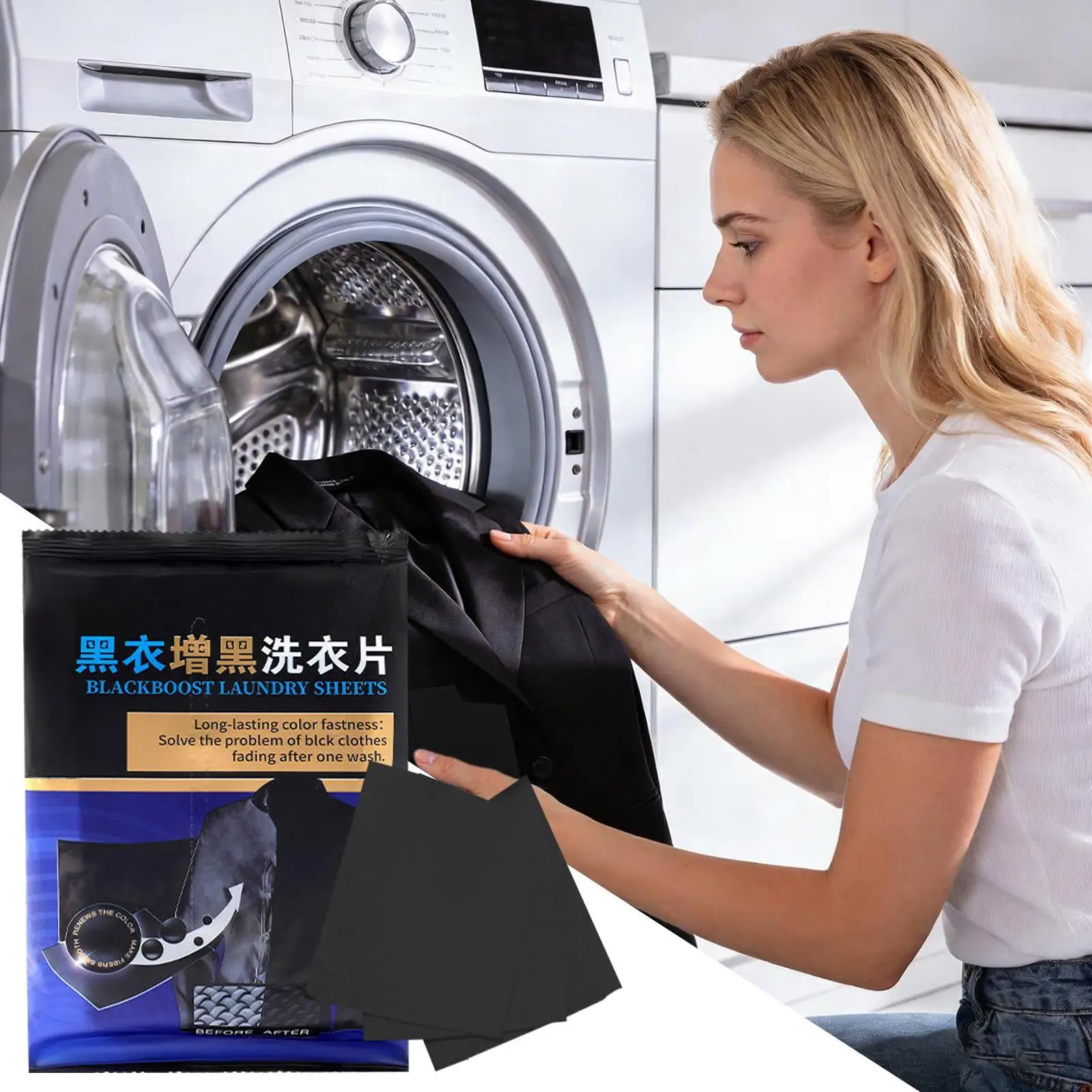 50Pcs Clothing Brightening Sheets Laundry Black Color Enhancer Sheets Prevents Fading for Dark Black Fabrics Improving Color