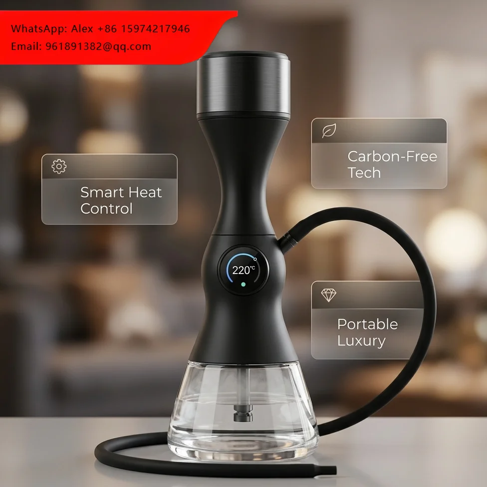 

Portable Electric Hookah Shisha With LED Light Luxury Carbon-Free E-Hookah Set