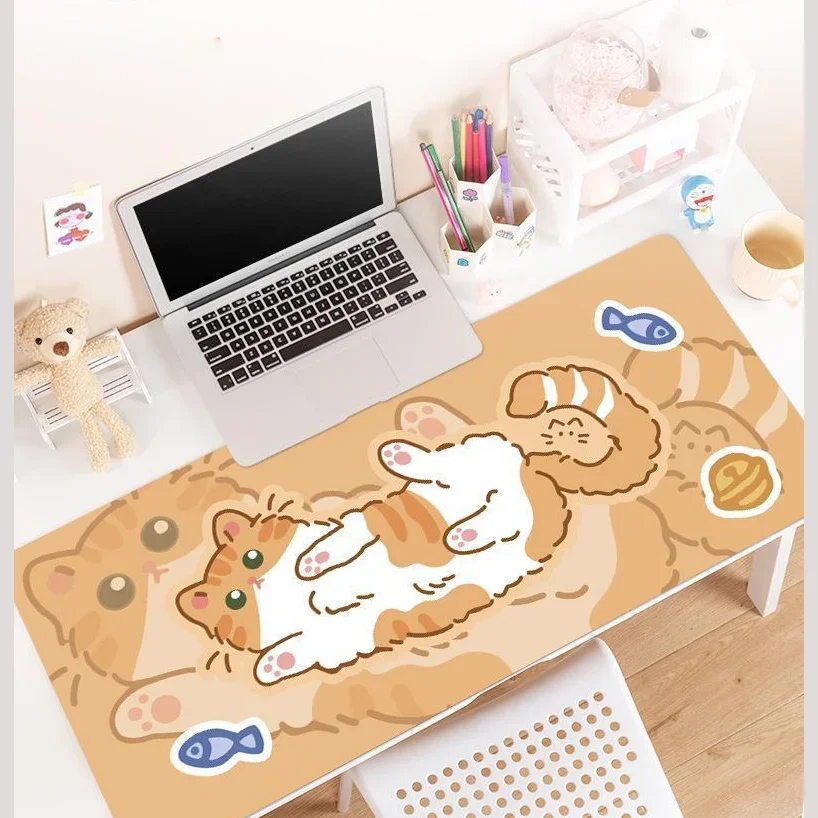 Peluda alfombrilla de ratón grande XXL, alfombrilla de ratón Kawaii Kitty Cats, 70x30cm, Alfombra de escritorio de jugador, alfombrilla de ratón de