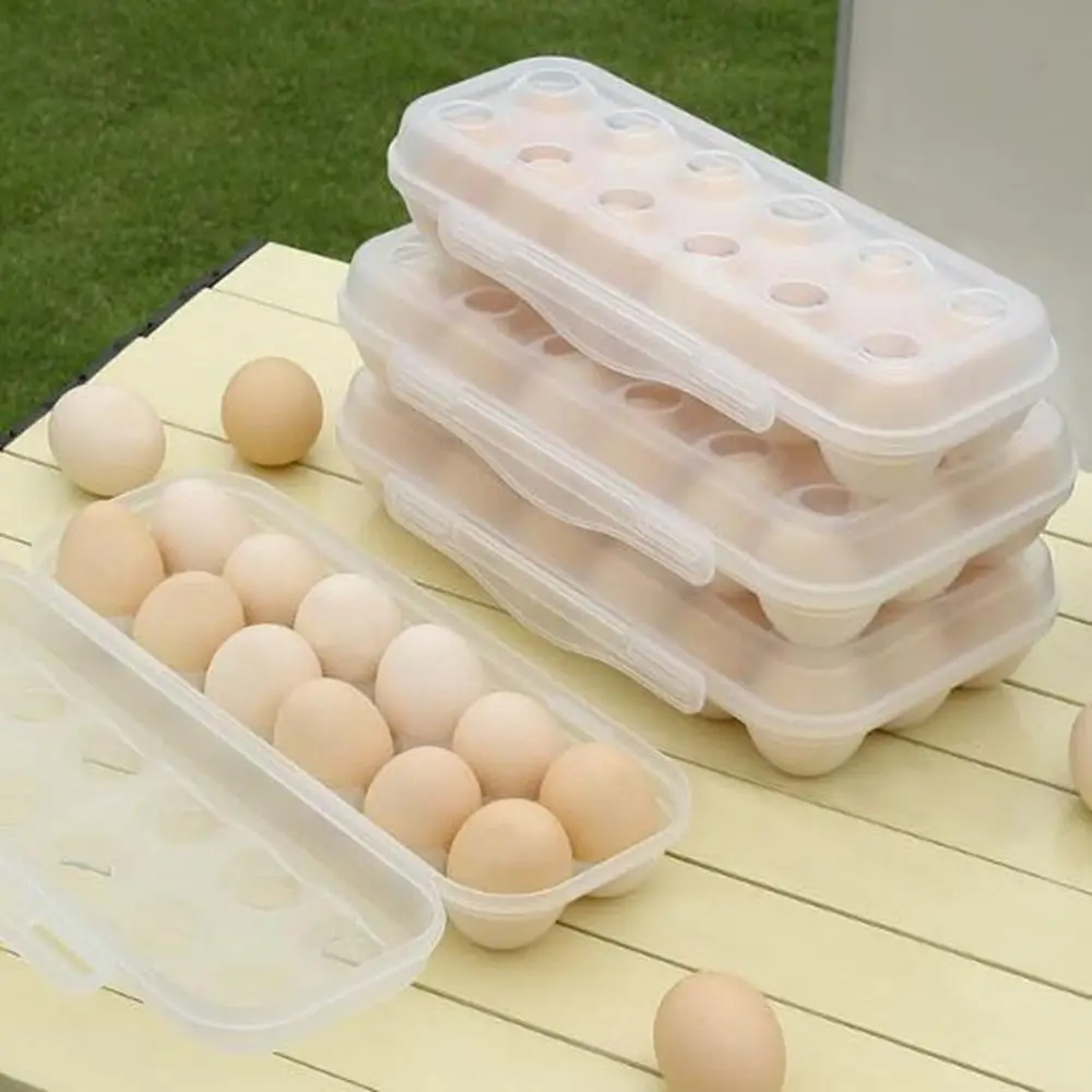 Egg Storage Box With Lid Kitchen Refrigerator Egg Box Egg Drop Rack Egg Storage Box Fridge Egg Organizer 12/18 Grid Egg Tray