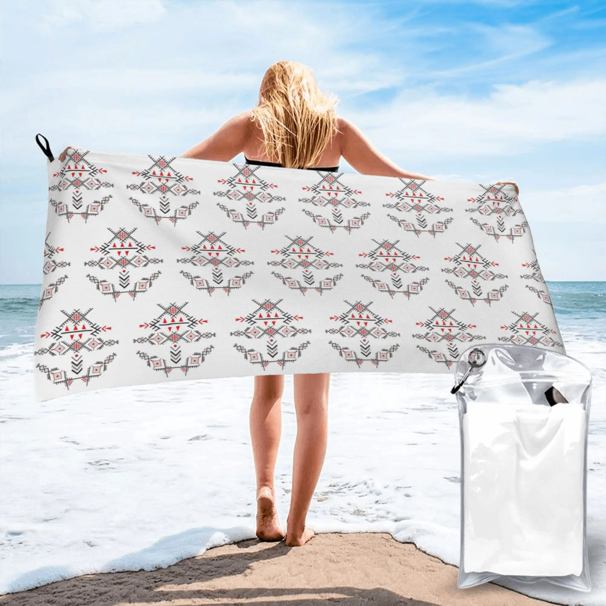 Kabyle Jewelry Amazigh Morocco Beach Towel Soft Microfiber Quick Dry Absorbent Quick Towels For Swimming