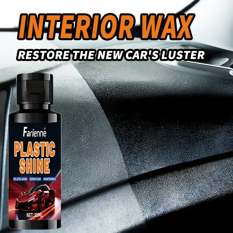 شمع تجديد البلاستيك - مرمم لمعان لوحة القيادة السوداء، يمنع التكسير والبهتان، العناية بالمقعد الجلدي والأريكة، محسن لمعان الإطارات