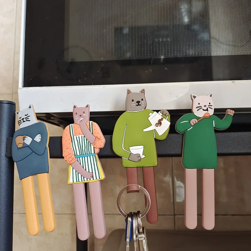 

Cat Magnetic Hooks Cute Removable Fridge Sticker Refrigerator Message Magnet Coat Hanger Key Holder Storage Hook Home Decor