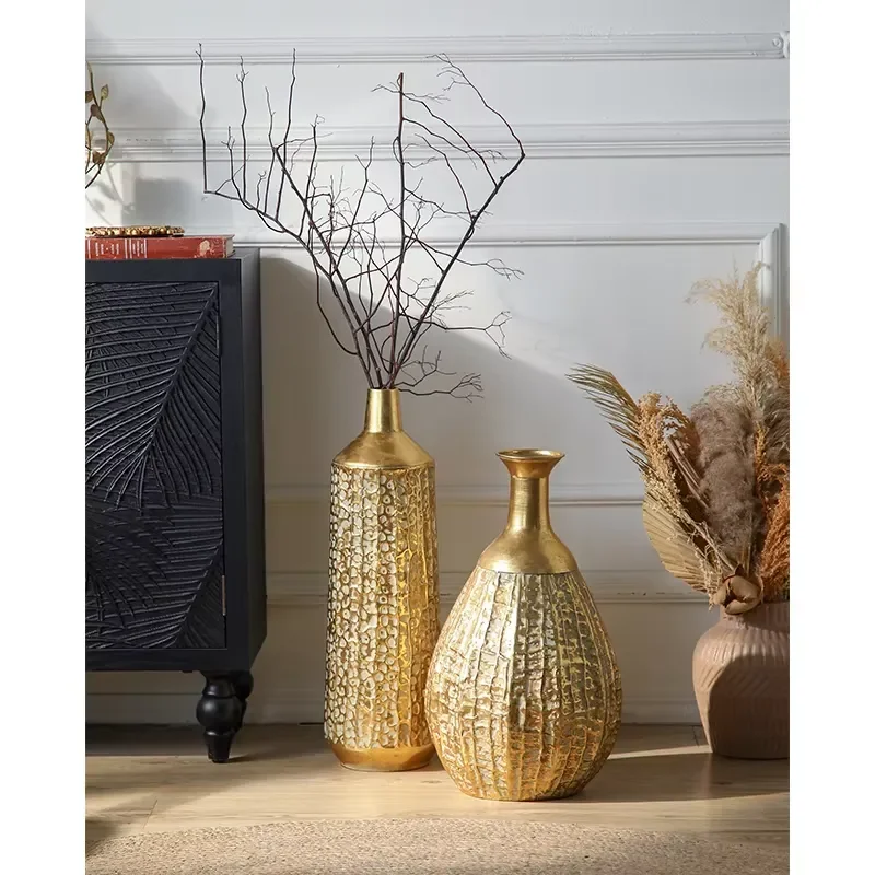 Vintage Gold Flower Pot New Arrival Looking Wedding Party Decorative Metal Elegance Flower Vase