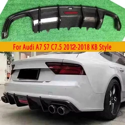 For Audi A7 S7 C7.5 2012-2018 KB Style Carbon Fiber Car Rear Bumper Diffuser Rear Splitters Spoiler Back lip Car Accessories