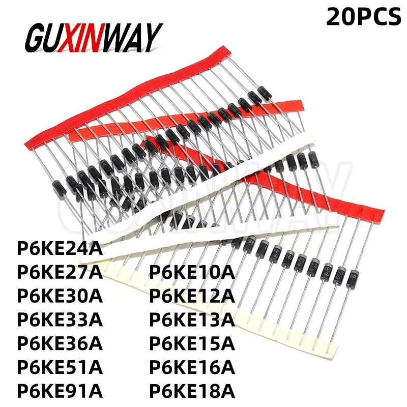 20PCS NEW Diode P6KE P6KE27A 27A P6KE30A 30A P6KE33A 33A P6KE36A 36A P6KE51A 51A P6KE91A