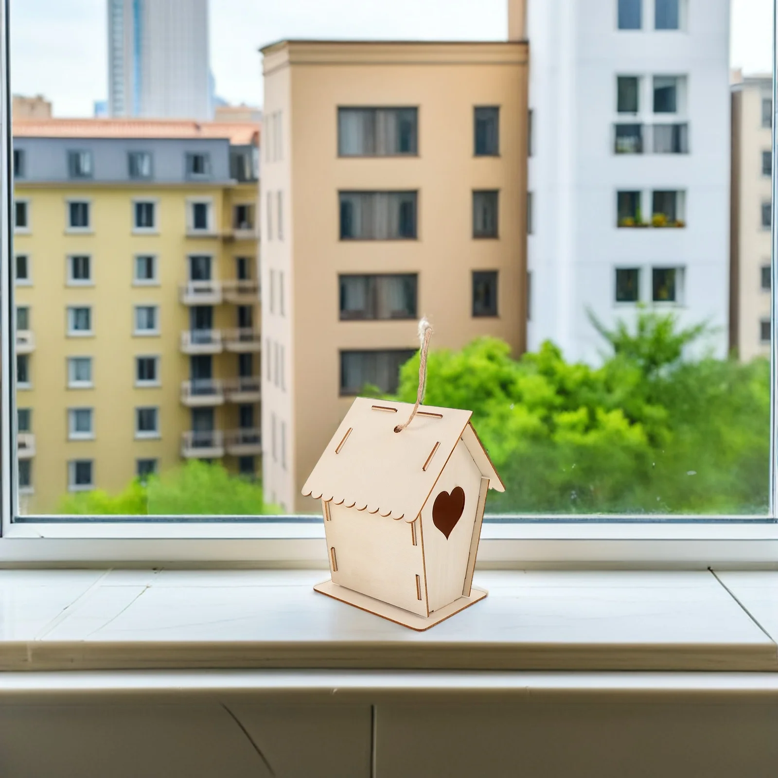 طقم مكون من 12 قطعة من بيت الطيور الخشبي للأطفال، طلاء غير مكتمل معلق لتزيين الحديقة الخارجية، طقم بيت الطيور للأطفال