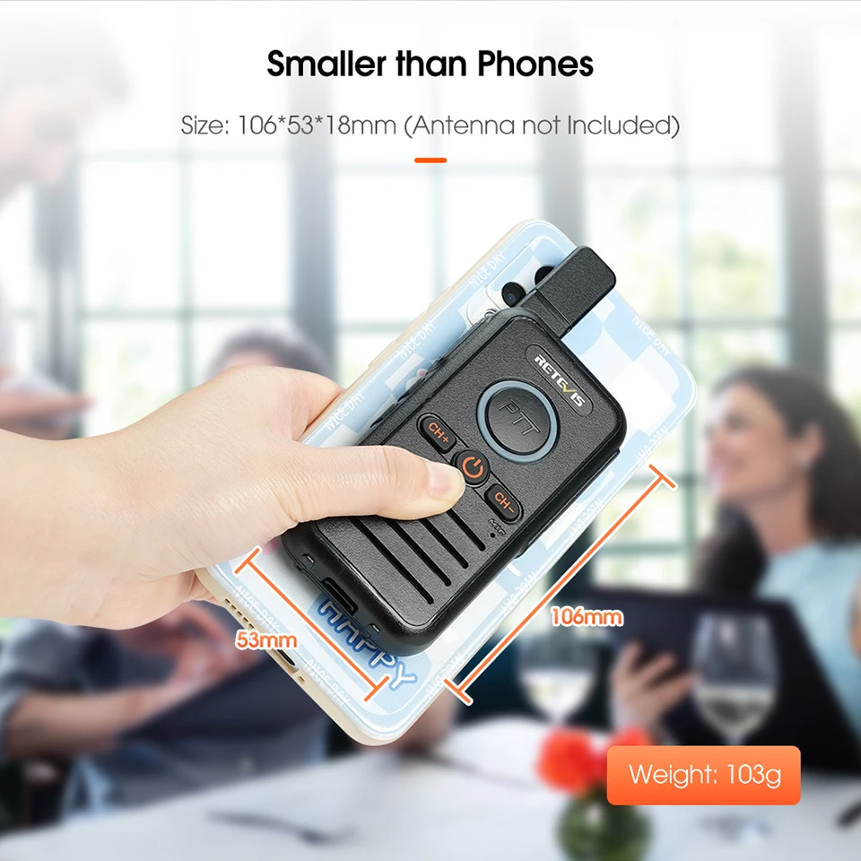 Retevis RB645 Walkie-Talkie PMR446 Dual PTT Professionelles Tragbares Lizenzfreies Zweiwege-Funkgerät VOX USB-C für Hotel Restaurant – Detail 7