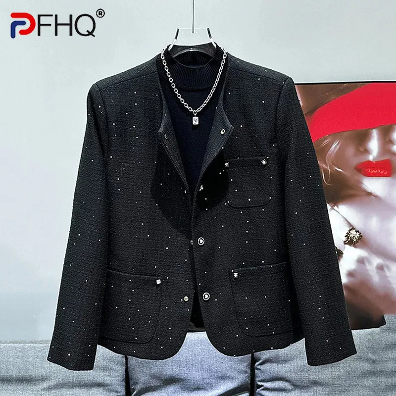 

PFHQ Spring Autumn New Fashionable Decorative Korean Fashion Casual Loose Versatile Solid Color Male Tops Fashion 21Z5832