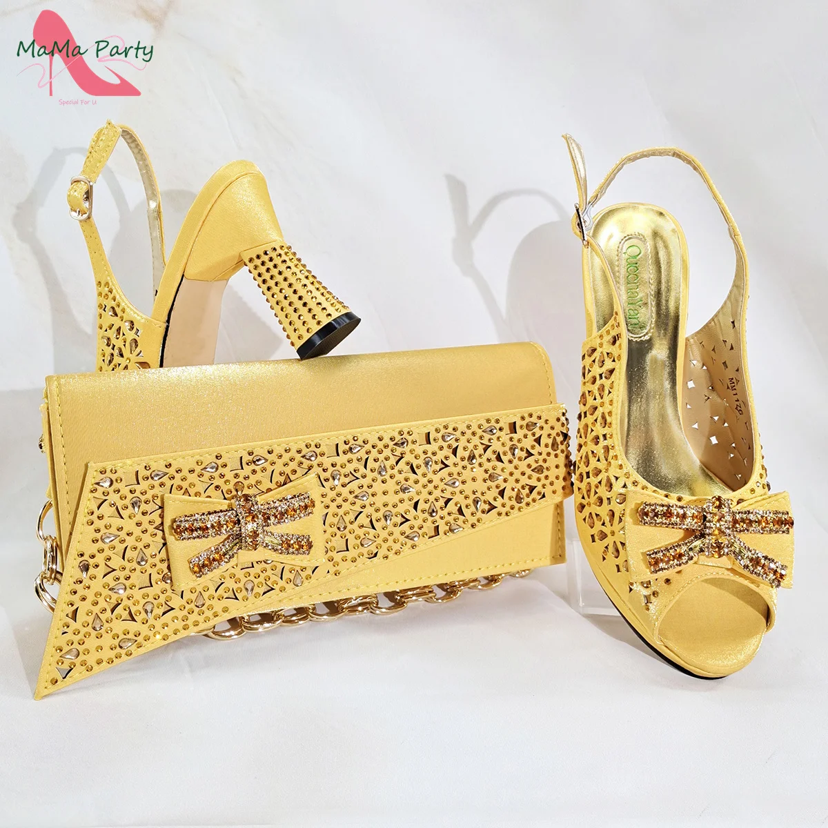 Mature New Fashion Classics Design Italian Women Shoes and Bag to Match in Orange Color Comfortable Heels for Party view 6