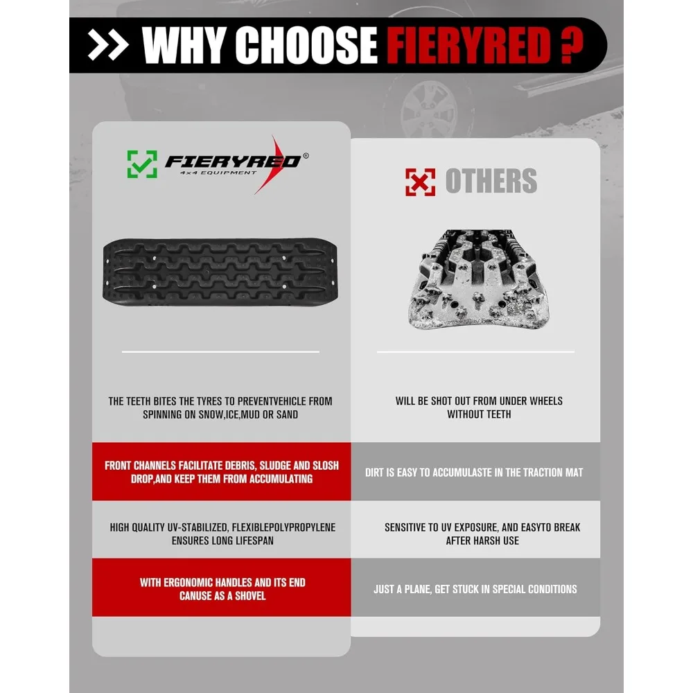 Placas de tracción de recuperación de alta resistencia, 2 uds., con correas y bolsa para arena, barro, nieve, todoterreno