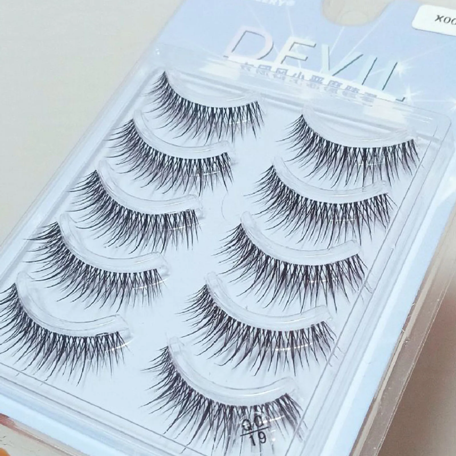 5 pares mang cílios postiços tiras completas cluster individual diabo preto natural transparente banda tira grossa cílios maquiagem diária