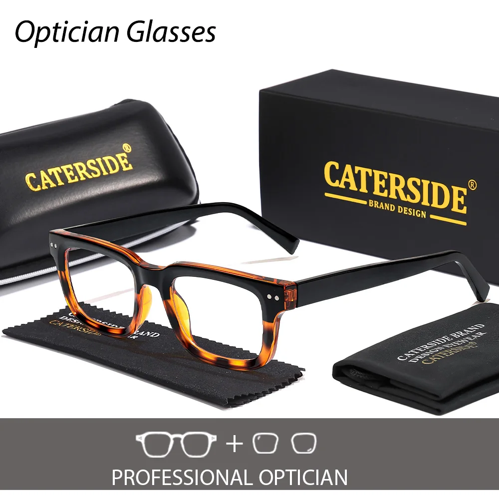 

Мужские очки для зрения CATERSIDE в стиле ретро, квадратные линзы с коэффициентом преломления 1,56, оптические очки с защитой от синего света, женские очки для чтения