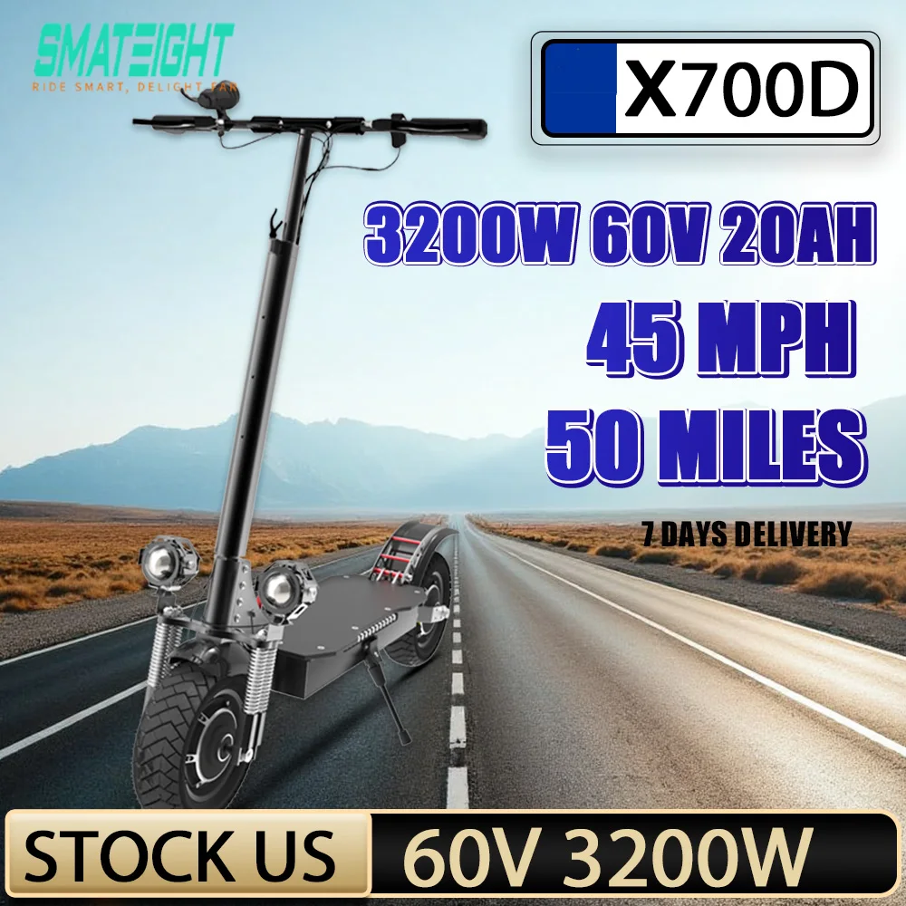 

X700D Electric Scooter 45 MPH Top Speed 50 Miles Long Range E-Scooter 300LBs Max Load EABS Disc Brake Foldable Electric Scooters