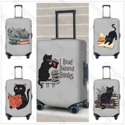 Fashion Cat with Books Print Thick Elastic Luggage Protective Cover Zipper Suit For Bag Suitcase Covers Trolley Cover Travel